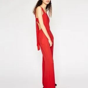 The Kooples Red Sleeveless Tie Back Jumpsuit